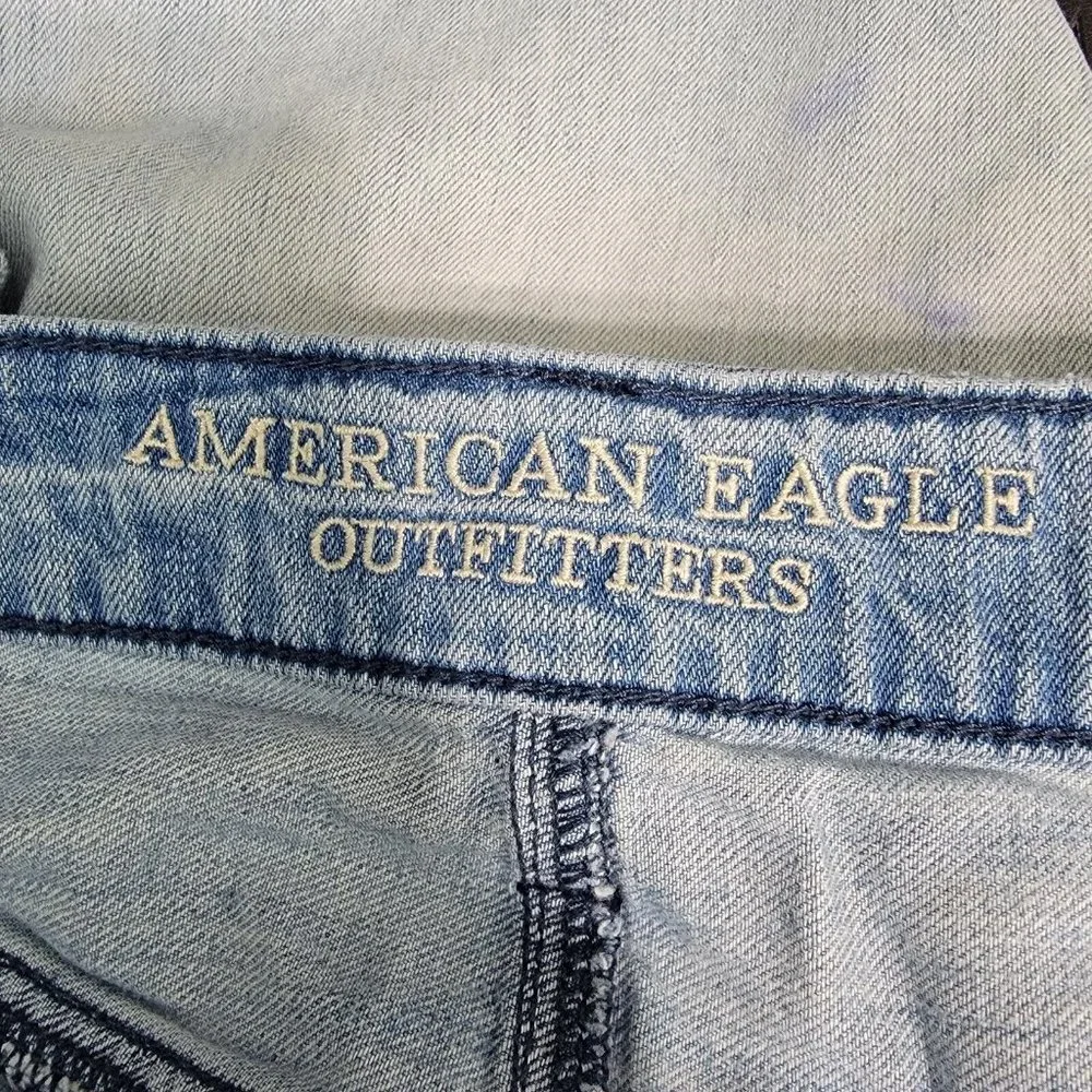 American Eagle‎ Womens Tomgirl Jeans 14 Button Fly Distressed 100% Cotton AEO